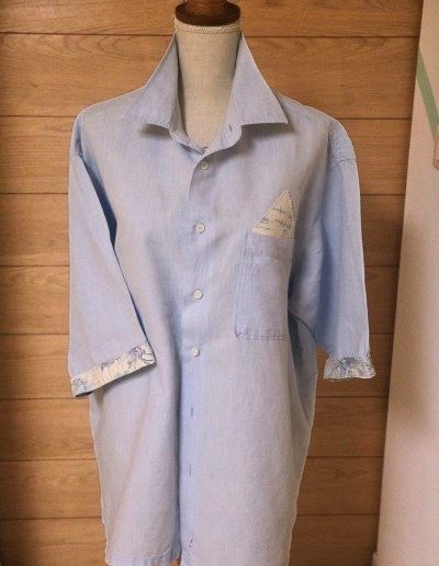 le chas kikou upcycling chemise jean coeur face